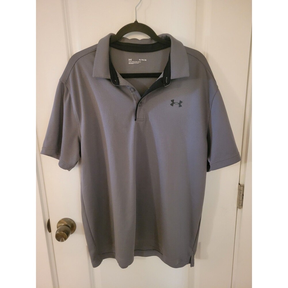 Men's Underarmour Gray Loose Fit Breathable Polo Shirt Sz XL